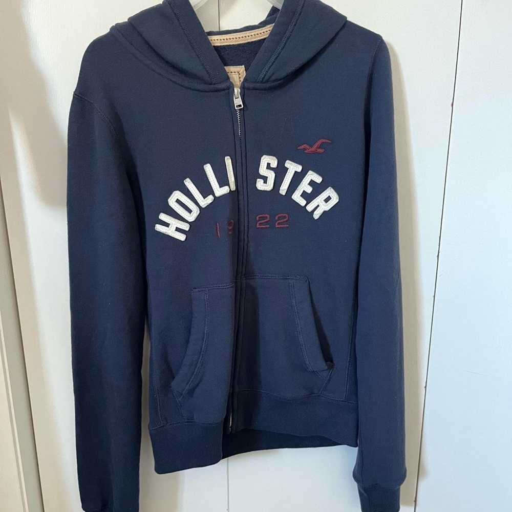 BNWT Navy Vintage Hollister Logo Slim Fit Zip-Up Hoodie